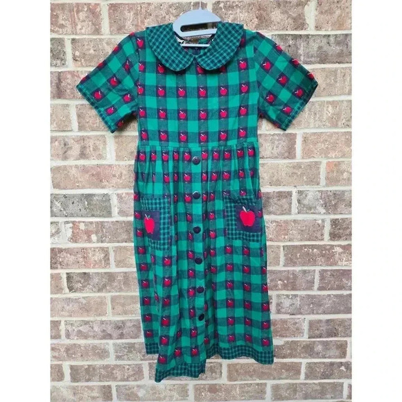 Vintage Copper Key Peter Pan Collared 100%Cotton Dress - Picture 1 of 5